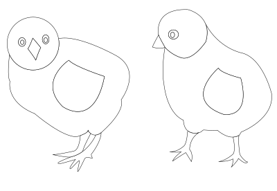 Chicks-vector-coloring clipart