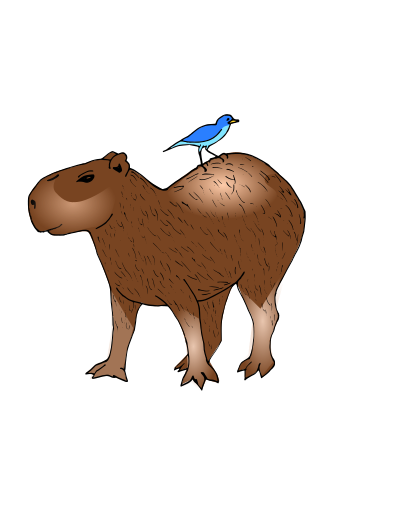 Chiguiro y pajarito clipart