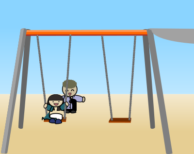 Child on a swing clipart