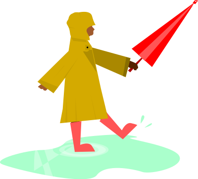 Child Playing in the Rain clipart