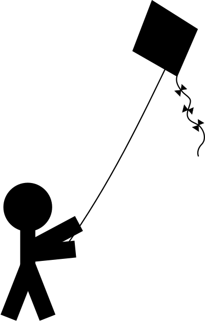 Child with a kite silhouette clipart