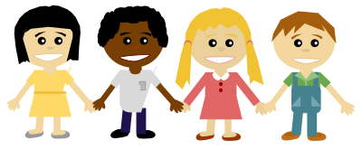 Children holding hands clipart