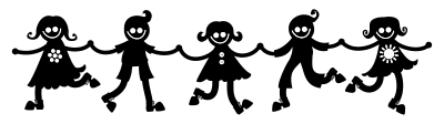 Children Line Dancing Silhouette clipart