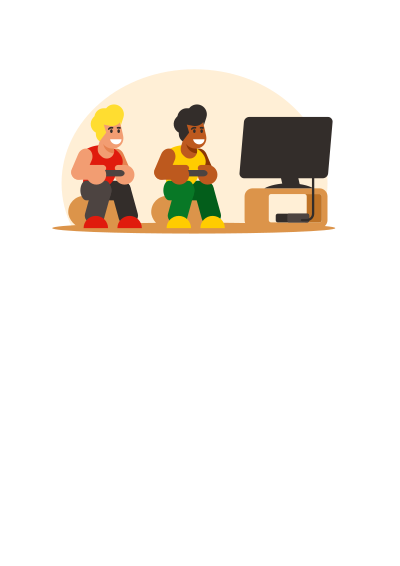 Children play consoles clipart