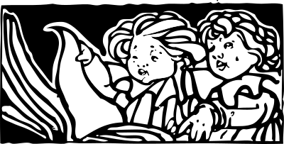 Children reading clipart