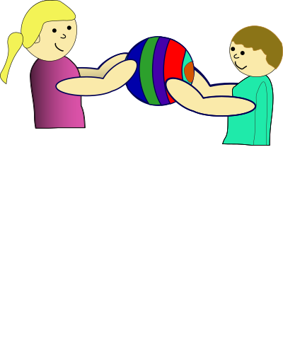 Children sharing a ball clipart