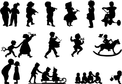 Children silhouettes clipart