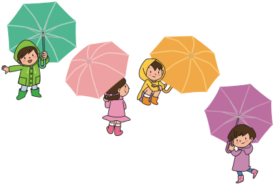 Children with Umbrellas clipart