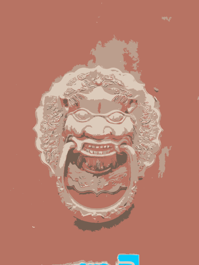 China door with dragon face clipart