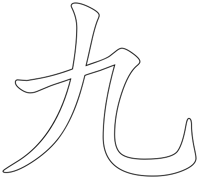 Chinese character for number 9 clipart