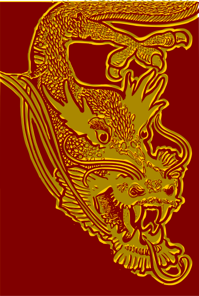Chinese Dragon Head - red & yellow clipart