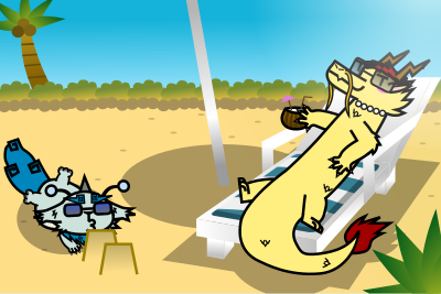 Chinese Dragon in a Beach clipart