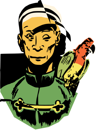 Chinese man with parrot clipart