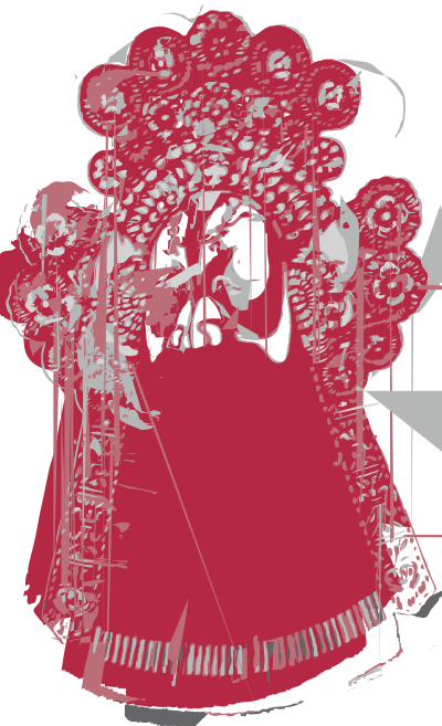 Chinese paper cut style face mask cleaned clipart