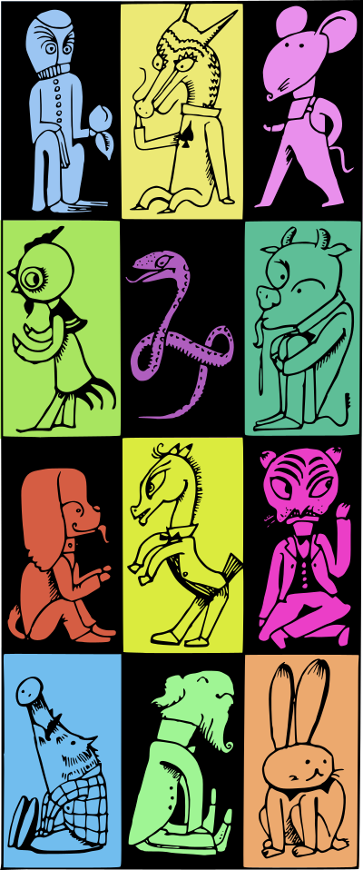 Chinese Zodiac - Colour clipart