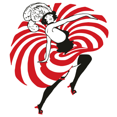 Chorus Girl in Red Striped Dress clipart