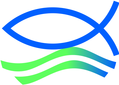 Christian fish with waves clipart