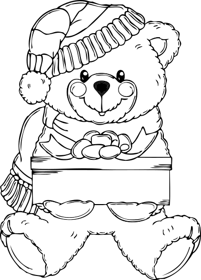 Christmas Bear Coloring Page clipart