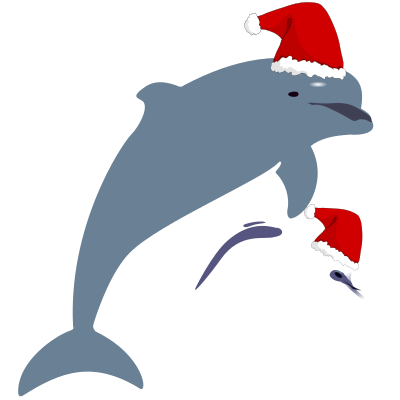 Christmas dolphins clipart