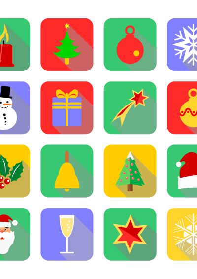 Christmas flat icons clipart