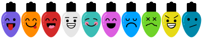 Christmas Light Character Emojis - Expanded clipart