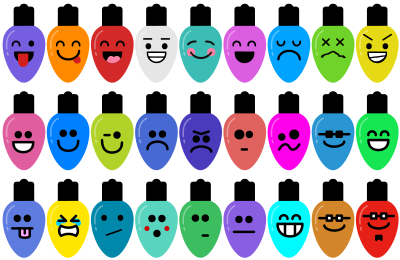 Christmas Light Character Emojis Super Set clipart