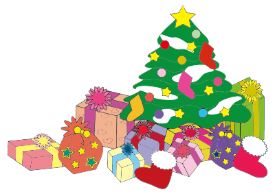 Christmas Tree And Presents Illustration clipart