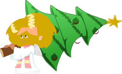 Christmas tree carrying angel clipart