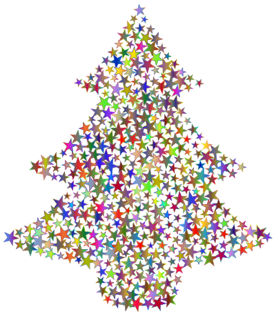 Christmas Tree Stars Polyprismatic No BG clipart