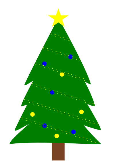 Christmas tree with lights clipart