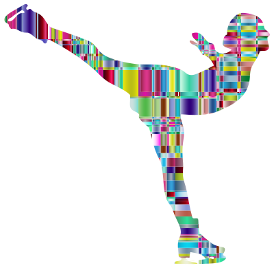 Chromatic Checkered Crystalline Ice Skating Woman clipart