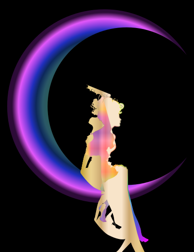 Chromatic Fairy Sitting On Crescent Moon Enhanced 2 clipart