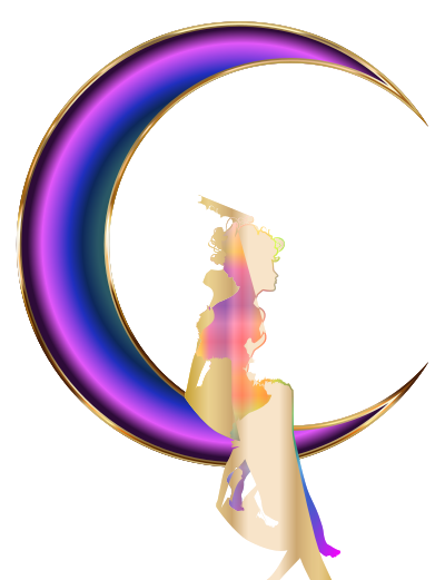 Chromatic Fairy Sitting On Crescent Moon Enhanced No Background clipart