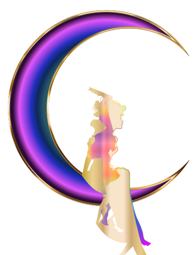 Chromatic Fairy Sitting On Crescent Moon Enhanced No Background Plus Drop Shadow clipart