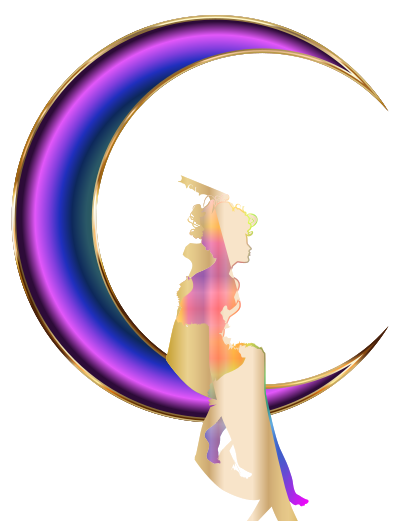Chromatic Fairy Sitting On Crescent Moon No Background clipart