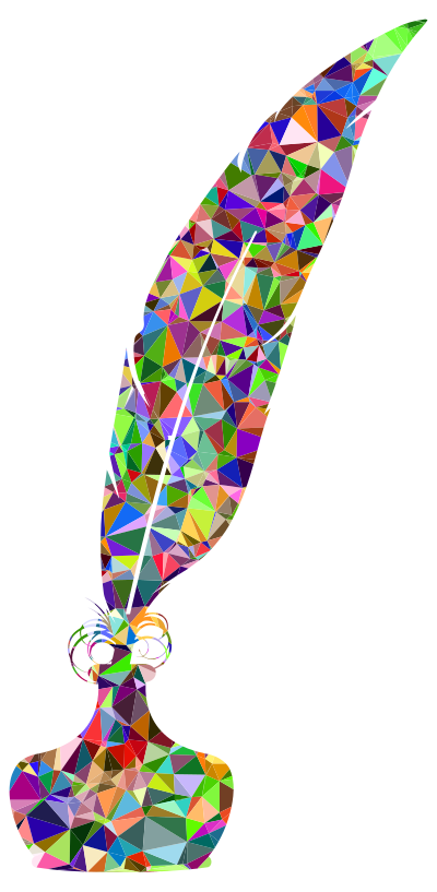Chromatic Gem Feather Quill And Inkwell clipart