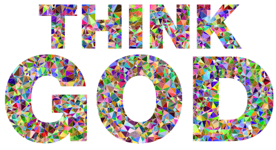 Chromatic Gem Low Poly Think God Typography With Drop Shadow clipart
