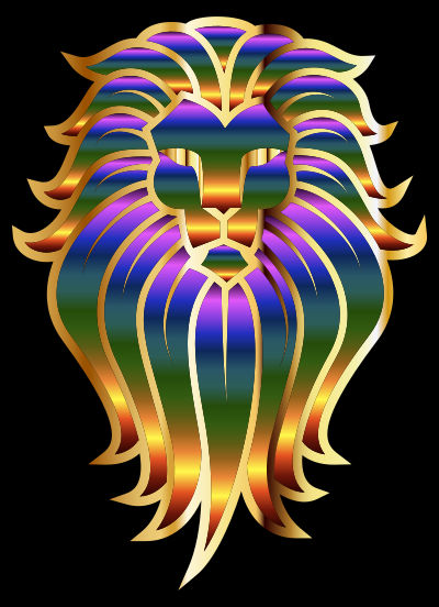 Chromatic Lion Face Tattoo 2 clipart