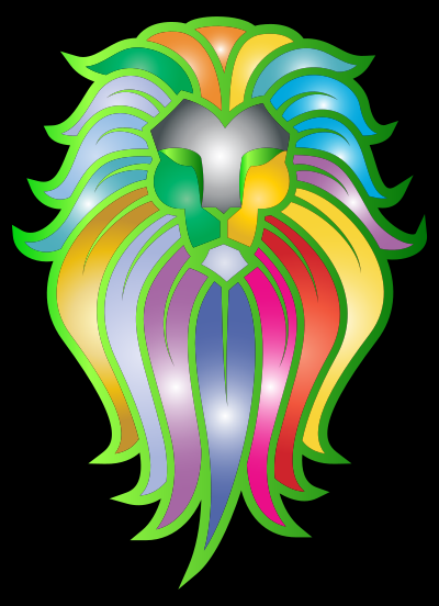 Chromatic Lion Face Tattoo 6 clipart