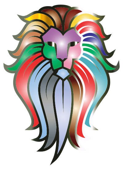 Chromatic Lion Face Tattoo 7 clipart