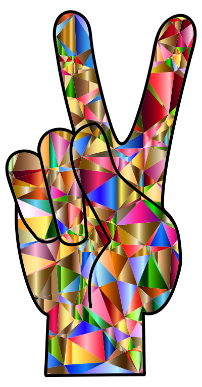 Chromatic Low Poly Peace Hand Sign clipart