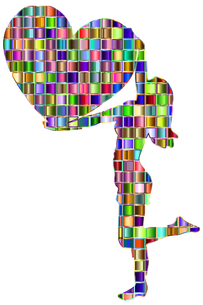 Chromatic Mosaic Woman With Big Heart clipart