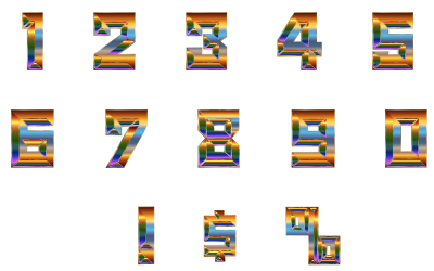 Chromatic Numbers Set With Drop Shadow clipart