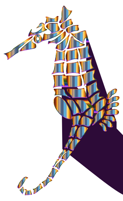 Chromatic Stylized Seahorse Silhouette No Background clipart