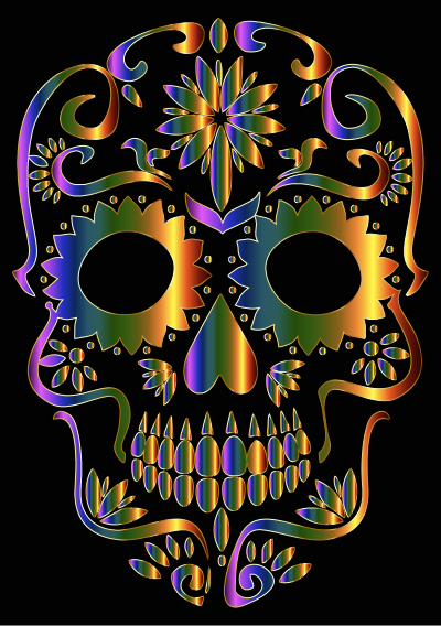 Chromatic Sugar Skull Silhouette clipart