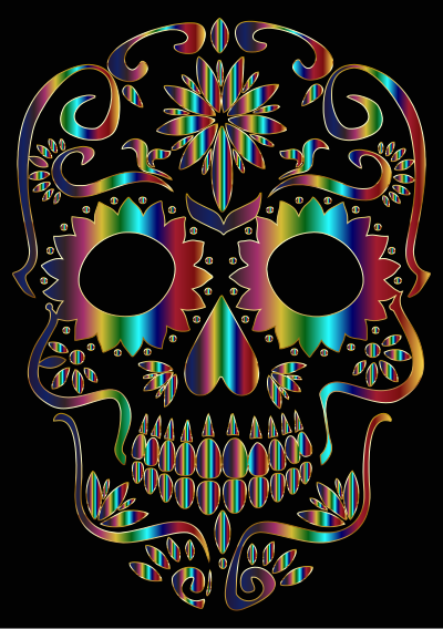 Chromatic Sugar Skull Silhouette 3 clipart