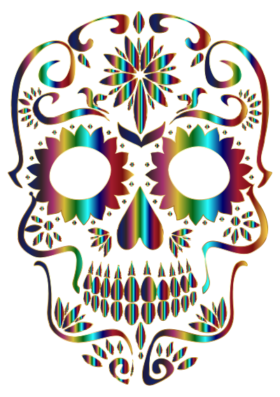 Chromatic Sugar Skull Silhouette 3 No Background clipart