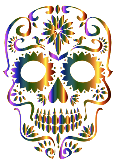 Chromatic Sugar Skull Silhouette No Background clipart