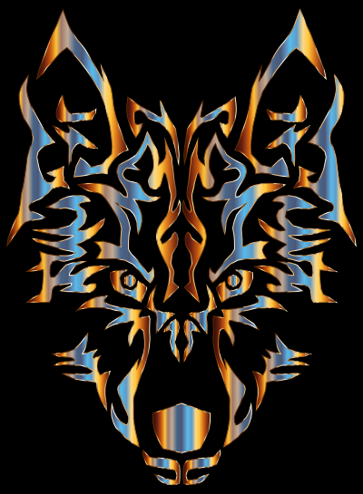 Chromatic Symmetric Tribal Wolf 2 clipart