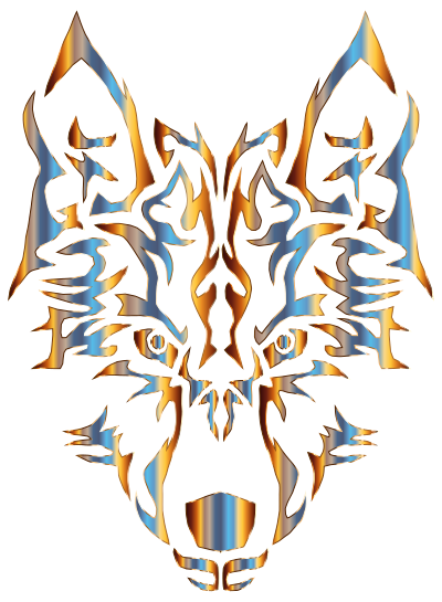 Chromatic Symmetric Tribal Wolf 2 No Background clipart